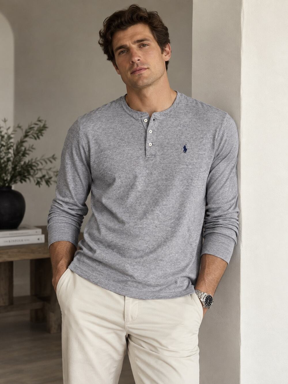 Polo Ralph Lauren Men’s Featherweight Mesh Henley – Gray – Size XL